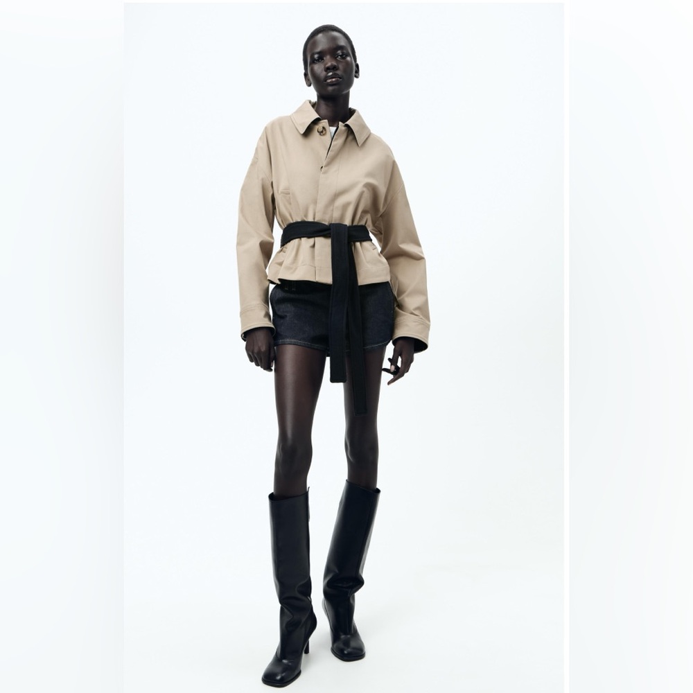 Zara Contrast Belt, Jacket, ZW Collection size, large NWT Jacket. Color whiskey.